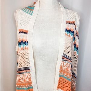 No Boundaries Cream/Orange/Green Cardigan